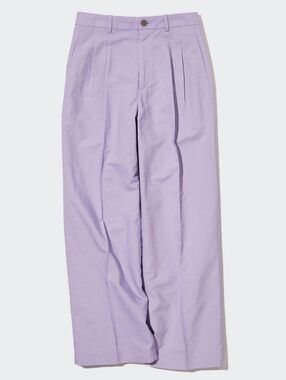 UNIQLO Lilac Linen Cotton Minimalist Contemporary Tucked Wide Pants Size Large